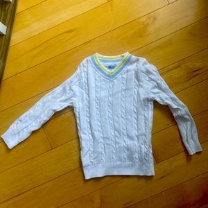 Boys white cable knit sweater